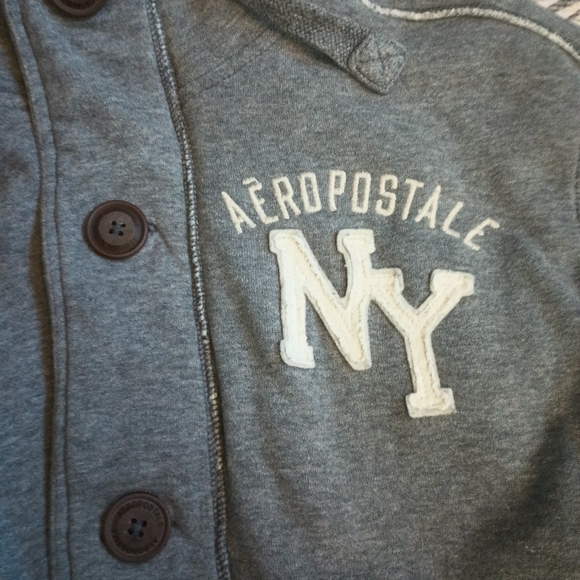 Vintage Y2K Aeropostale Mens Fur Lined Hoodie Small Zip Button Thrasher Mallgoth - Picture 3 of 12